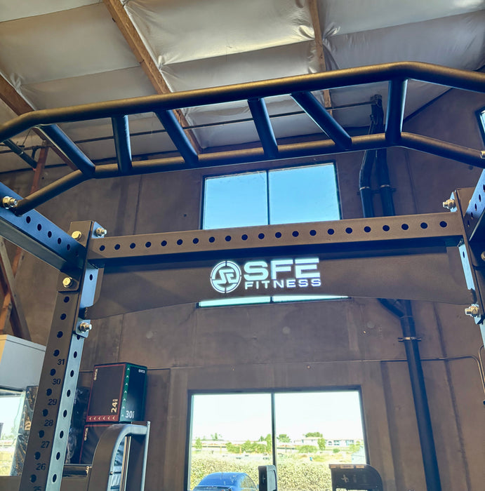 Commercial Squat Rack with Safety Bars, J-Hooks & Weight Storage